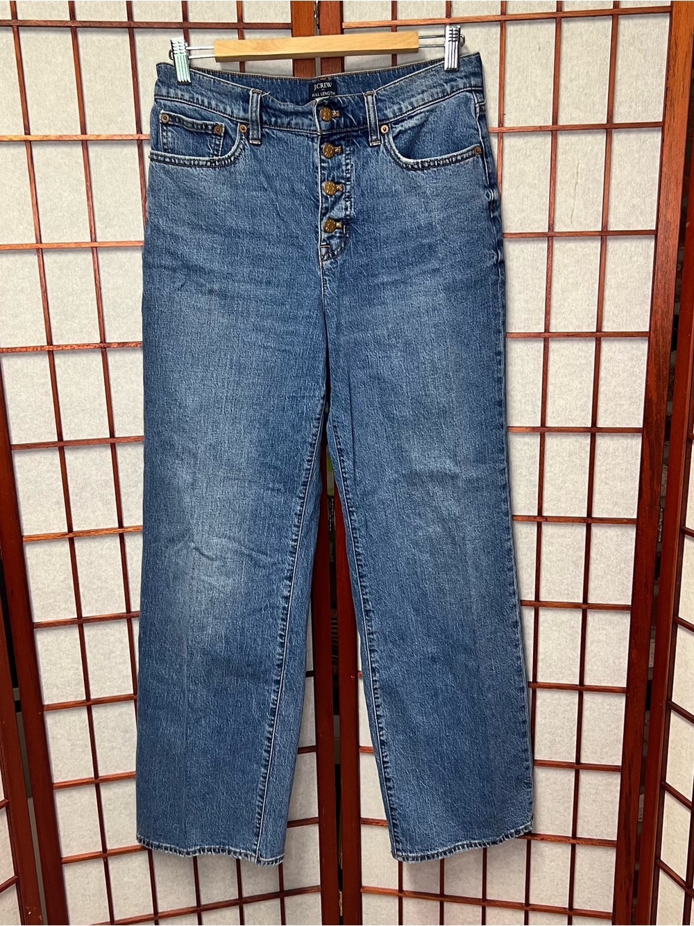 J. Crew Medium Blue High-Rise Wide Leg Button-Fly Jeans
